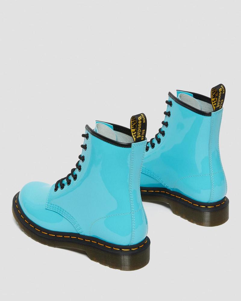 Women's Dr Martens 1460 Patent Leather Lace Up Boots Turquoise | AU 193WNB